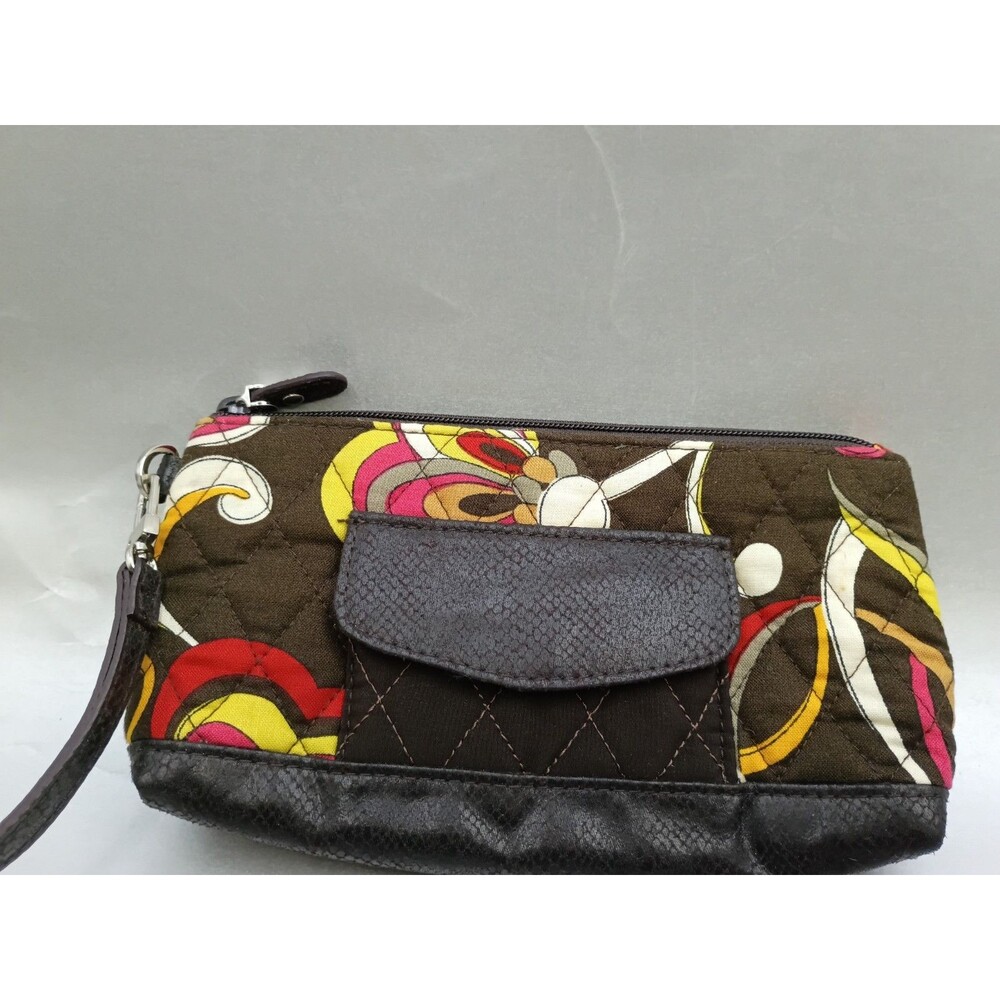 Vera Bradley- Brown Floral Puccini Pattern -Wristlet ID Wallet- Retired Sale 💲